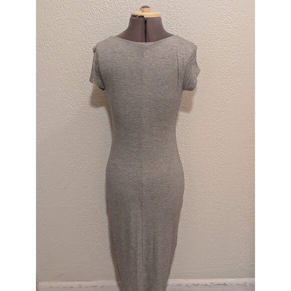 See You Monday Dress Womens M Grey Midi Sheath Bodycon Stretch Anthropologie - Picture 5 of 12
